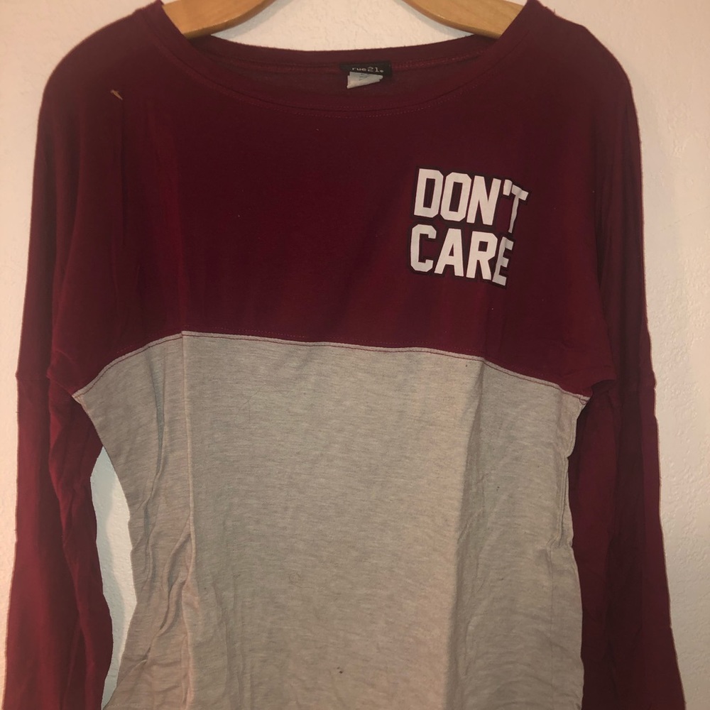 Gray and maroon long sleeve tee